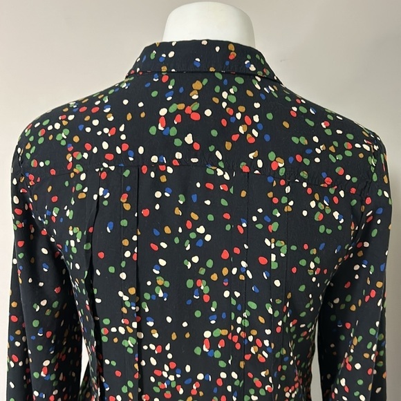 Maeve Anthropologie Shirt Wynwood Confetti Button Down Blouse Black Top Sz 4 - Picture 8 of 15